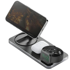 ENERGEA Bazic GoMag Állomás 3 az 1-ben Vezeték nélküli Töltőállomás 15W Gyors Töltés Fekete MagSafe