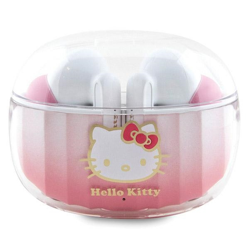 Hello Kitty Bluetooth fülhallgató TWS + dokkoló állomás rózsaszín átmenetes elektroplating logó