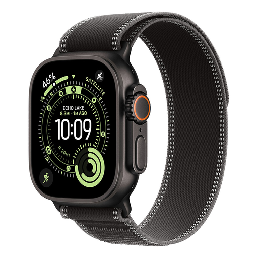 Apple Watch Ultra 3 Cellular 49mm Black Titanium Case with Black/Charcoal Trail Loop - S/M