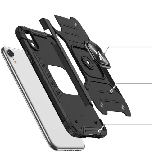 iPhone XR Wozinsky Ring Armor Case Kickstand telefontok kék