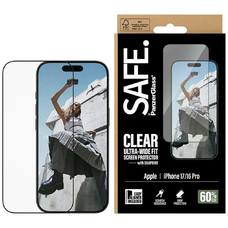 iPhone 17 / 16 Pro edzett üveg SAFE by PanzerGlass Ultra-Wide Fit EasyAligner fekete keret üvegfólia