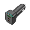Borofone Autós Töltő Trophie (BZ28C) - 1x USB, 2x Type-C, Nagy Teljesítmény, PD, PPS, QC3.0, FCP, AFC, 60W, RGB, 12-24V - Fekete - 3. kép