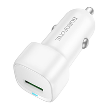 Borofone Cloud (BZ34) Autós Töltő - USB, Egy Portos, 18W (QC/FCP/AFC), ABS, 12-24V-hoz - Fehér