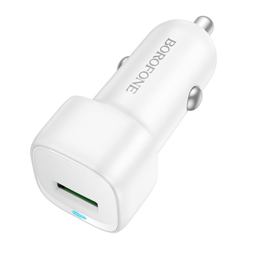 Borofone Cloud (BZ34) Autós Töltő - USB, Egy Portos, 18W (QC/FCP/AFC), ABS, 12-24V-hoz - Fehér