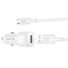 Borofone - Cloud autós töltő (BZ34) - USB-A/C kábel mellékelve, Egy portos USB-A, 18W (QC/FCP/AFC), ABS, 12-24V DC-hez - Fehér - 0. kép