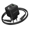 Borofone - Fali Töltő Intenso (BN19) - Type-C Lightning Kábel Tartalmazva, Dupla Port, USB + Type-C, PD20W, QC3.0, 5V/3A - Fekete - 0. kép
