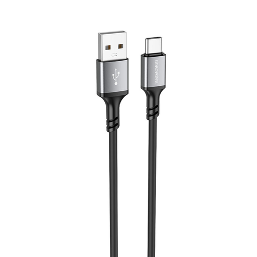 Borofone USB-A to Micro-USB, Type-C, Lightning, Szilikon, Univerzális, 2A, 1m adatkábel - Fekete (BX83)