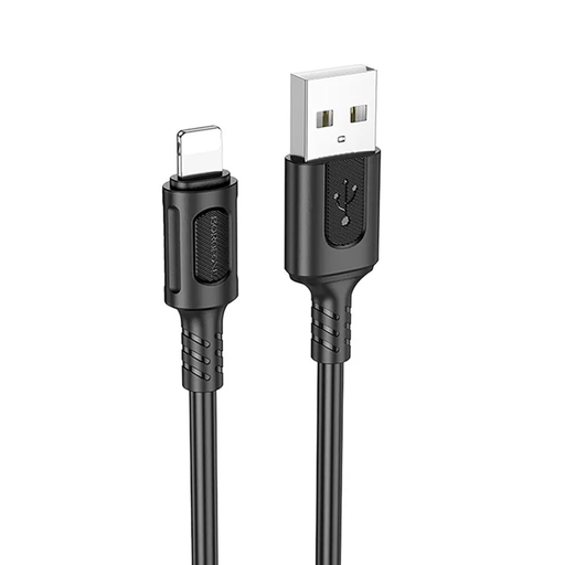 Data Cable Borofone Feliz Series (BX111) - USB to Lightning, PVC, Univerzális, 60W, 2.4A, 1m - Fekete