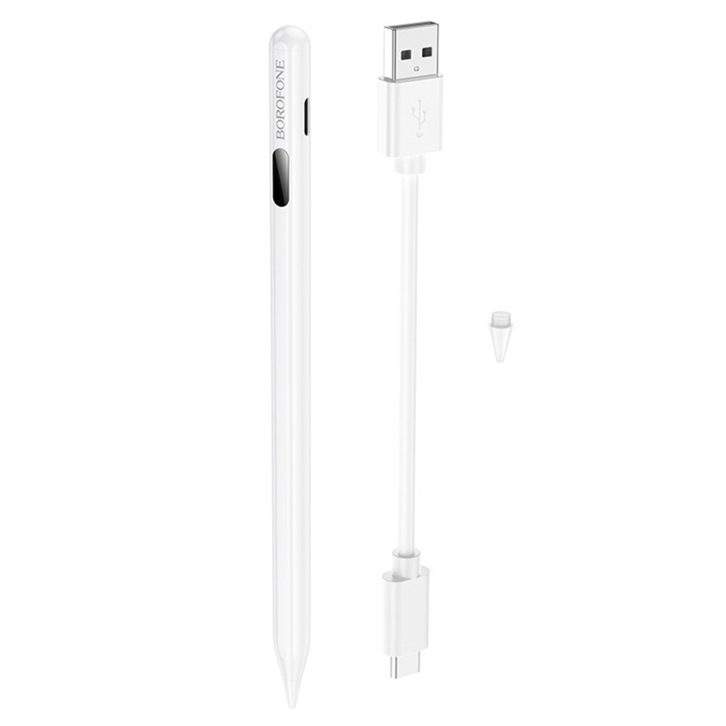 iPad Fehér Borofone Active Capacitive Stylus Pen (BG101) digitális kijelzővel, 130mAh, Type-C, Alumínium ötvözet stylus toll - 3