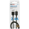 Borofone Data Cable Placer Series (BX120) - USB to Lightning 2.4A, 1m Alumínium Ötvözet Házzal, Nylon Fonott Kábel - Fekete - 0. kép
