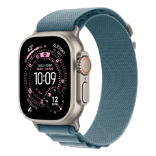 Apple Watch Ultra 3 Cellular 49mm Natural Titanium Case with Light Blue Alpine Loop - Medium