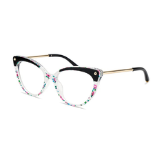 Techsuit Anti-Blue Light Szemüveg Reflex TR90 (F93308) - Macskaszem - Fekete/Virágmintás