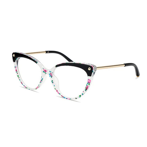 Techsuit Anti-Blue Light Szemüveg Reflex TR90 (F93308) - Macskaszem - Fekete/Virágmintás