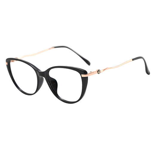 Női Anti-Blue Light Szemüveg, Kerek, TR90&Fém keret, AC lencse - Arany/Fekete Techsuit Reflex PC (86162)