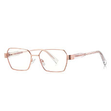 Anti-Blue Light Szemüveg Techsuit Reflex PC (3161) - Nőknek, Téglalap Alakú, Fém Keret, AC Lencse - Rózsaarany