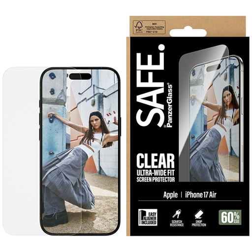iPhone 17 Air üvegfólia SAFE edzett üveg PanzerGlass Ultra-Wide Fit EasyAligner