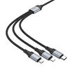 USB-A - Lightning / microUSB / USB-C Töltőkábel Hoco X102 3 az 1-ben, 18W, 2A, 1m, Fekete - 2. kép