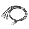 USB-A - Lightning / microUSB / USB-C Töltőkábel Hoco X102 3 az 1-ben, 18W, 2A, 1m, Fekete - 4. kép