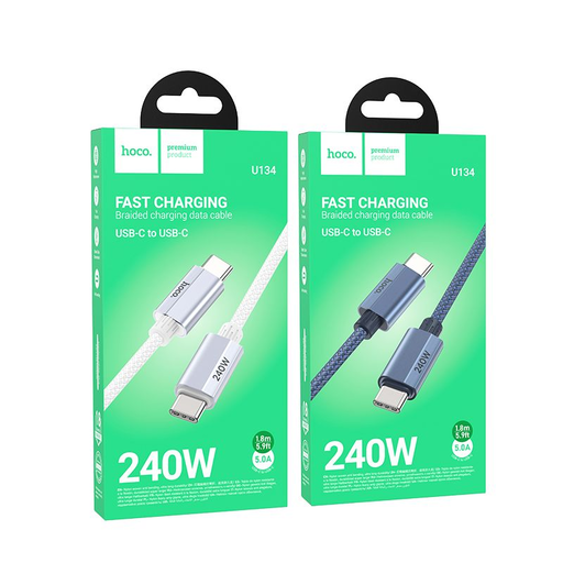 USB-C to USB-C kábel Hoco U134, 240W, 1.8m, Szürke