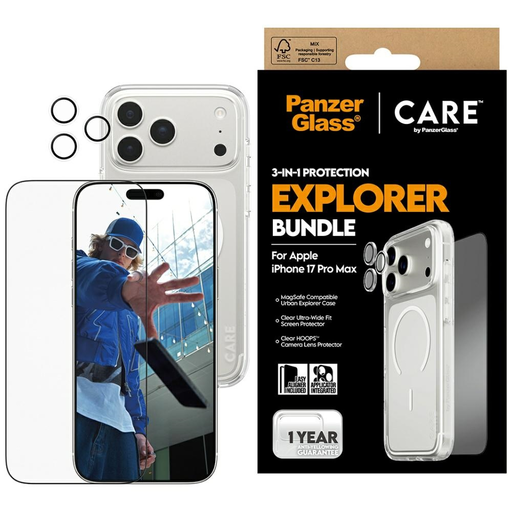 CARE by PanzerGlass Flagship Explorer 3 az 1-ben tok + üvegfólia + lencsevédő iPhone 17 Pro Max