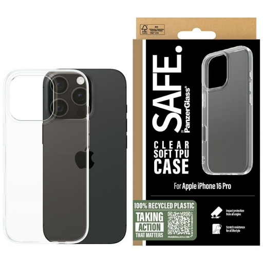 iPhone 16 Pro Case SAFE by PanzerGlass TPU tok áttetsző