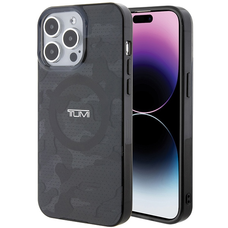 iPhone 15 Pro szürke keménytok álcázott mintával és MagSafe kompatibilitással tok