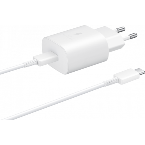 Fali töltő Samsung EP-TA800W + DA705BWE, 25W, 3A, 1 x USB-C, USB-C kábel, Fehér GP-PTU021SOAWQ