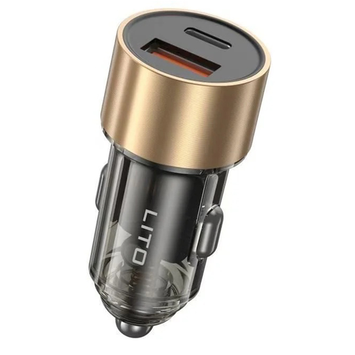 Car Charger (IN-C04) Lito - 1x USB, 1x Type-C, 52W, Gyors töltés, Ultra-Mini és Elegáns dizájn, Univerzális - Fekete