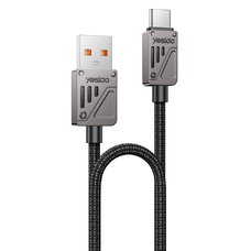Yesido USB to Type-C adatkábellel (CA135C) - Gyors töltés, QC18W, 3A, 480Mbps, CarPlay kompatibilis, cink ötvözet, 1.2m - Fekete