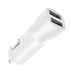 Fixed - Autós töltő (FIXCC15-2U-WH) - 2x USB, 15W, 12/24V, Intelligens Gyors Töltés, Univerzális - Fehér