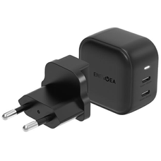 Hálózati USB-C töltő adapter ENERGEA Travelite GaN45 2xUSB-C PD-PPS 45W fekete US+EU