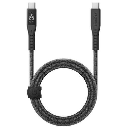 Energea Flow USB-C - USB-C digitális kijelzős kábel 1.5m fekete 240W 5A PD gyorstöltés