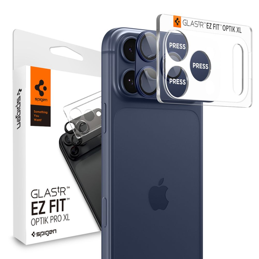iPhone 17 Pro Max Spigen Optik Pro Xl Glas.tr „EZ Fit” kamera üvegfólia Kék