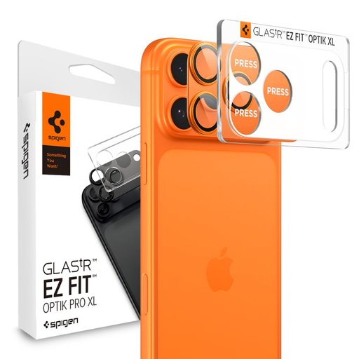 iPhone 17 Pro Spigen Optik Pro XL „EZ Fit” Kamera üvegfólia Narancssárga