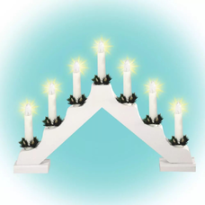 Home KAD 03 gyertyapiramis, 7 db izzó, fehér festett fa, L7D