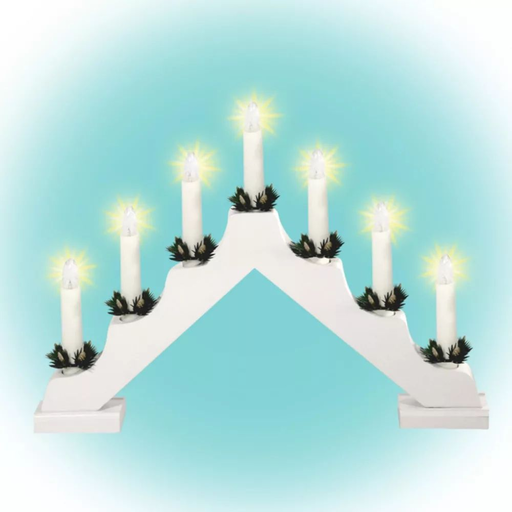Home KAD 03 gyertyapiramis, 7 db izzó, fehér festett fa, L7D