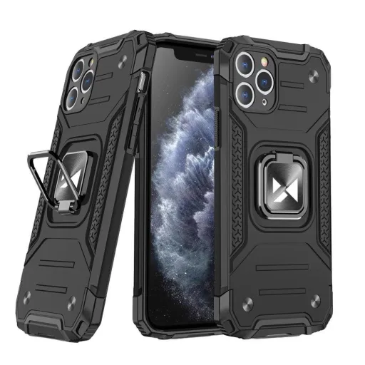 Wozinsky Ring Armor Case Kickstand telefontok Samsung Galaxy M31s fekete