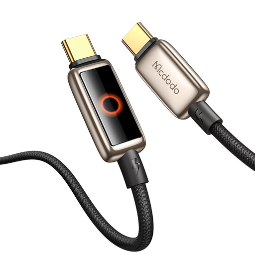 USB-C to USB-C Mcdodo Data Cable (CA-6681) Légzésfényes LED kijelzővel és automatikus kikapcsolással, 100W, 1.2m - Sivatagi Arany