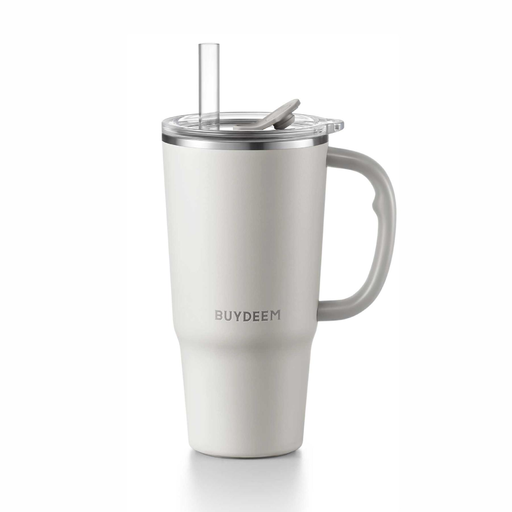 BUYDEEM DS57-OW pohár termosz szívószállal, 700 ml, dupla falú, 12 mm-es szívószál