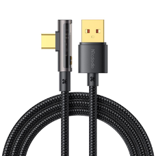 Mcdodo - Adatkábel (CA-3380) - USB-C és USB-A, 90 fokos kialakítás, 6A, átlátszó design, 1.2m - Fekete