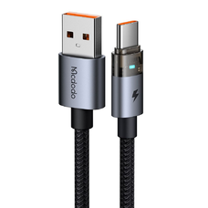 USB-C to USB-A Átlátszó Kábel 6A, 1.2m - Fekete Mcdodo - Data Cable (CA-6890) - töltési fénnyel