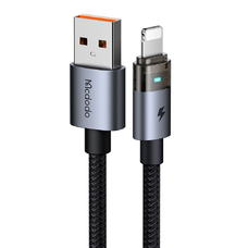 Mcdodo - USB-A to Lightning Átlátszó Kábel Töltőfénnyel, 1.2m - Fekete (CA-6910) Adatkábellel
