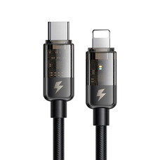 Type-C to Lightning Mcdodo Data Cable (CA-3160), 36W, Átlátszó kialakítás, Automatikus kikapcsolás, 1.2m - Fekete