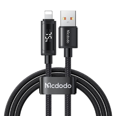 Mcdodo - Adatkábelt USB-A - Lightning, Kettős LED Kijelző, 3A, 1.2m - Fekete