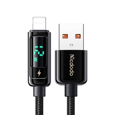 Mcdodo USB-A - Lightning adatkábel (CA-9940), 3A, digitális kijelző, 1.2m - Fekete
