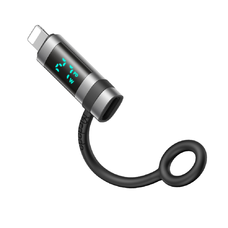 Adapter (OT-2610) Mcdodo - Szilikon akasztóval, Alumínium ötvözet, USB-C to Lightning 36W, HD LED kijelző - Fekete