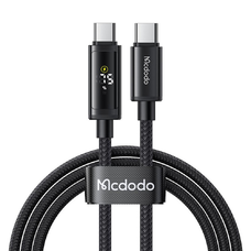 USB-C - USB-C Fekete Mcdodo Data Cable (CA-8000), Dupla LED Kijelzővel, 100W, Gyors Töltés, 1.2m