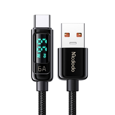 Data Cable Mcdodo (CA-8690), USB-A - USB-C, 6A, Digitális Kijelző, 1.2m - Fekete
