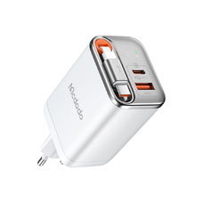 Mcdodo - FreeGo Series (CH-4103) Fali Töltő - Beépített USB-C Visszahúzható Kábel, USB-A/C, 67W, Digitális Kijelző, 65cm - Fehér