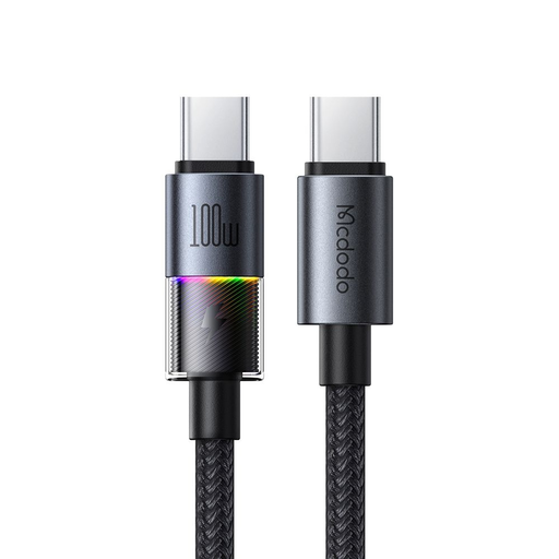 Mcdodo - Adatkábel (CA-8200) - 7 színes LED fénnyel, USB-C - USB-C, 100W, 5A, 1.2m - Fekete